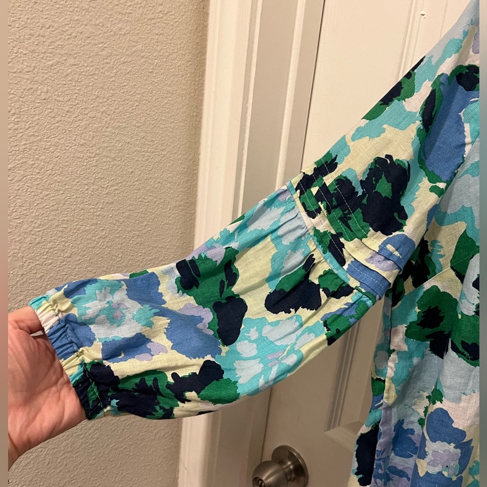 NWOT Charter Club Women's 100% Linen Printed Square-Neck Top, Size M - Picture 4 of 11